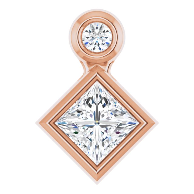 14K Rose 4x4 mm Square Natural White Sapphire & .03 CT Natural Diamond Pendant